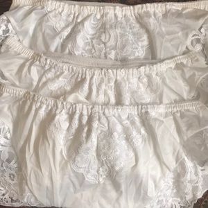 Women’s Nylon White Laced High Cut/French Cut underwear set of 3 Size 8 NWOT